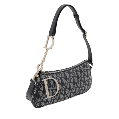 Dior Blue Oblique Canvas and Leather Diorissimo Shoulder Bag