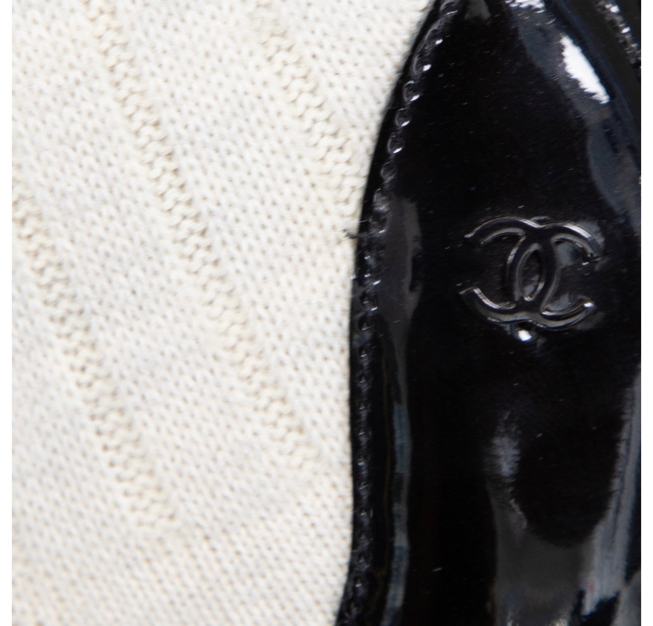 Chanel Black and White Sock Knit Heeled Boots